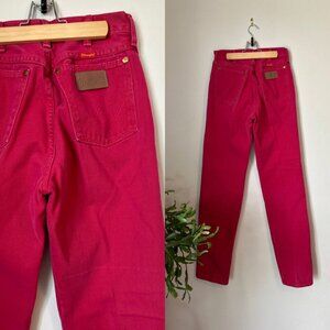 80's Retro Red Denim High Waisted Wrangler Jeans Size 28 x 32